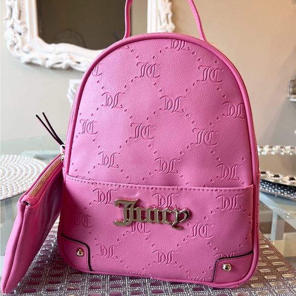 ? JUICY COUTURE Pink Lemonade Gold Backpack + Wristlet Pouch Set NEW main image 6